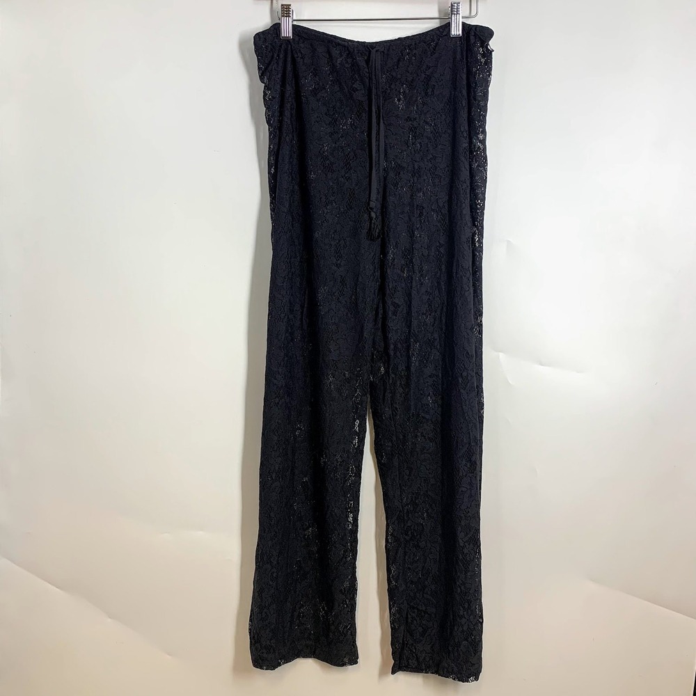 Tommy Bahama Black Lace Wide Leg Pants Swimsuit Cover Up Resort Wear Women's